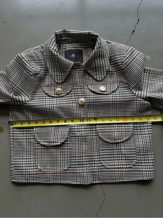 7 For All Mankind / Cropped Plaid Jacket Gold Buttons / brown - Picture 10 of 10